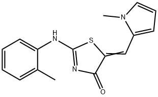 4(5H)-Thiazolone,2-[(2-methylphenyl)amino]-5-[(1-methyl-1H-pyrrol-2-yl)methylene]-(9CI) 结构式