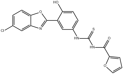 2-Furancarboxamide,N-[[[3-(5-chloro-2-benzoxazolyl)-4-hydroxyphenyl]amino]thioxomethyl]-(9CI) 结构式