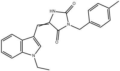 2,4-Imidazolidinedione,5-[(1-ethyl-1H-indol-3-yl)methylene]-3-[(4-methylphenyl)methyl]-(9CI) 结构式