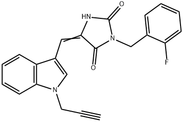 2,4-Imidazolidinedione,3-[(2-fluorophenyl)methyl]-5-[[1-(2-propynyl)-1H-indol-3-yl]methylene]-(9CI) 结构式
