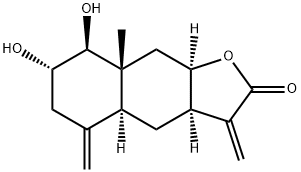 (3aR,4aα,9aα)-3a,4,4a,5,6,7,8,8a,9,9a-Decahydro-7α,8β-dihydroxy-8aβ-methyl-3,5-bis(methylene)naphtho[2,3-b]furan-2(3H)-one 结构式