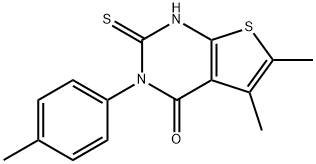 5,6-dimethyl-3-(4-methylphenyl)-2-sulfanylidene-1H-thieno[2,3-d]pyrimidin-4-one 结构式