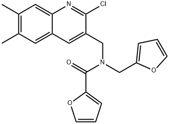 2-Furancarboxamide,N-[(2-chloro-6,7-dimethyl-3-quinolinyl)methyl]-N-(2-furanylmethyl)-(9CI) 结构式