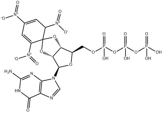 Guanosine 5'-(tetrahydrogen triphosphate), 2',3'-O-(2,4,6-trinitro-2,4-cyclohexadien-1-ylidene)- 结构式