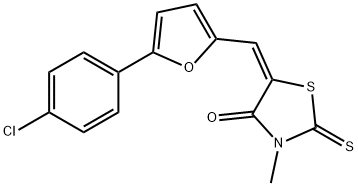 (5E)-5-[[5-(4-chlorophenyl)furan-2-yl]methylidene]-3-methyl-2-sulfanylidene-1,3-thiazolidin-4-one 结构式