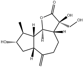 (3R,3aβ,6aβ,9aβ,9bα)-Dodecahydro-3,8α-dihydroxy-3-hydroxymethyl-9β-methyl-6-methyleneazuleno[4,5-b]furan-2-one 结构式