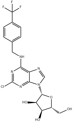 2’-Chloro-N6-(4-trifluoromethyl)benzyl adenosine 结构式