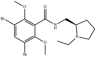 （R）-3,5-二溴-N-[（1-乙基-2-吡咯烷基）甲基]-2,6-二甲氧基苯甲酰胺 结构式