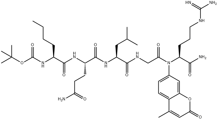 tert-butyloxycarbonyl-norleucyl-glutaminyl-leucyl-glycyl-arginine-7-amino-4-methylcoumarin 结构式