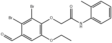 Acetamide, 2-(2,3-dibromo-6-ethoxy-4-formylphenoxy)-N-(2-methylphenyl)- 结构式