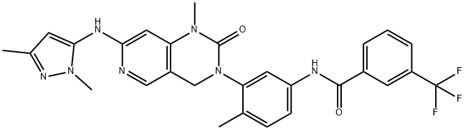 Benzamide, N-[3-[7-[(1,3-dimethyl-1H-pyrazol-5-yl)amino]-1,4-dihydro-1-methyl-2-oxopyrido[4,3-d]pyrimidin-3(2H)-yl]-4-methylphenyl]-3-(trifluoromethyl)- 结构式