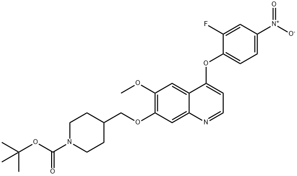 6-甲氧基-7-(N-BOC-4-哌啶甲氧基)-4-(2-氟-4-硝基-苯氧基)-喹啉 结构式