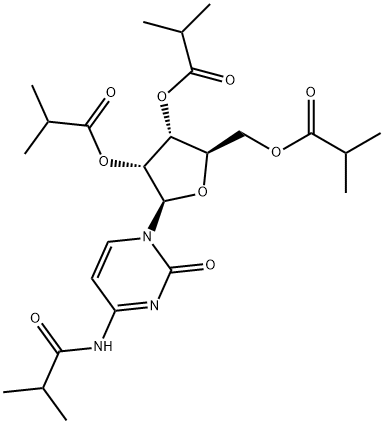 Cytidine, N-(2-methyl-1-oxopropyl)-, 2',3',5'-tris(2-methylpropanoate) (9CI) 结构式