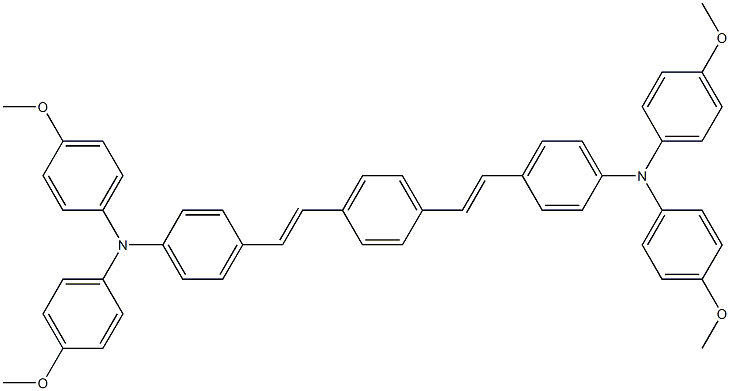 4,4'-((1E,1'E)-1,4-苯撑双(乙烯-2,1-二基))双(N,N-双(4-甲氧基苯基)苯胺) 结构式