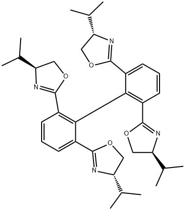 (4S,4'S,4''S,4'''S)-2,2',2'',2'''-[1,1'-biphenyl]-2,2',6,6'-tetrayltetrakis[4-isopropyl-4,5-dihydrooxazole 结构式
