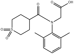 2-(N-(2,6-甲基苯基)-1,1-二氧四氢-2H-硫代吡喃-4-酰胺)乙酸 结构式