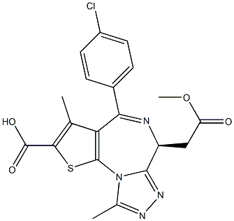 6H-Thieno[3,2-f][1,2,4]triazolo[4,3-a][1,4]diazepine-6-acetic acid, 2-carboxy-4-(4-chlorophenyl)-3,9-dimethyl-, 6-methyl ester, (6S)- 结构式