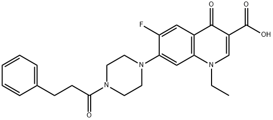 3-Quinolinecarboxylic acid, 1-ethyl-6-fluoro-1,4-dihydro-4-oxo-7-[4-(1-oxo-3-phenylpropyl)-1-piperazinyl]- 结构式