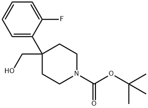 1-Piperidinecarboxylic acid, 4-(2-fluorophenyl)-4-(hydroxymethyl)-, 1,1-dimethylethyl ester 结构式