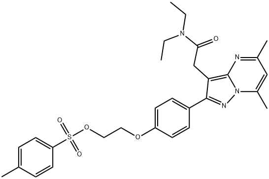 4-甲基苯磺酸[2-[4-[3-[2-(二乙氨基)-2-氧代乙基]-5,7-二甲基吡唑并[1,5-A]嘧啶-2-基]苯氧基]乙基]酯 结构式