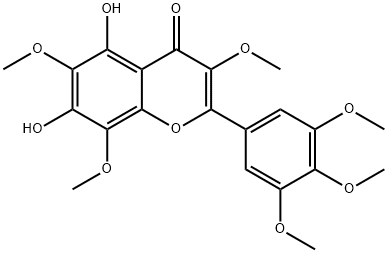 5,7-Dihydroxy 3,3‘,4‘,5‘,6,8-hexamethoxyavone 结构式