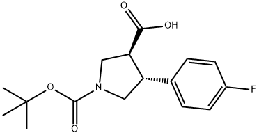 (3S,4R)-1-(叔丁氧基羰基)-4-(4-氟苯基)吡咯烷-3-羧酸 结构式