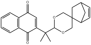 2-(2-spiro[1,3-dioxane-5,5'-bicyclo[2.2.1]hept-2-ene]-2-ylpropan-2-yl)naphthalene-1,4-dione 结构式