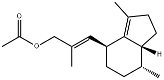 2-Propen-1-ol, 3-[(4S,7R,7aR)-2,4,5,6,7,7a-hexahydro-3,7-dimethyl-1H-inden-4-yl]-2-methyl-, 1-acetate, (2E)- 结构式