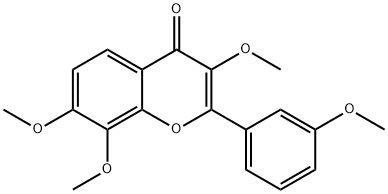 4H-1-Benzopyran-4-one, 3,7,8-trimethoxy-2-(3-methoxyphenyl)- 结构式