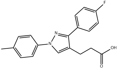 JR-6893, 3-(3-(4-Fluorophenyl)-1-p-tolyl-1H-pyrazol-4-yl)propanoic acid, 97% 结构式