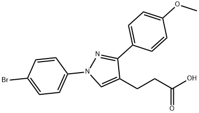 JR-6901, 3-(1-(4-Bromophenyl)-3-(4-methoxyphenyl)-1H-pyrazol-4-yl)propanoic acid, 97% 结构式