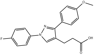 JR-6902, 3-(1-(4-Fluorophenyl)-3-(4-methoxyphenyl)-1H-pyrazol-4-yl)propanoic acid, 97% 结构式