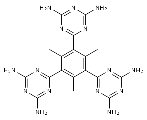 6,6',6'-(2,4,6-三甲基苯-1,3,5-三基)三(1,3,5-三嗪-2,4-二胺) 结构式