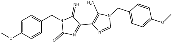 5'-氨基-5-亚氨基-1,1'-双(4-甲氧基苄基)-1H,1'H-[4,4'-联咪唑]-2(5H)-酮 结构式