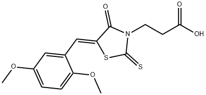 3-[(5Z)-5-[(2,5-dimethoxyphenyl)methylidene]-4-oxo-2-sulfanylidene-1,3-thiazolidin-3-yl]propanoic acid 结构式