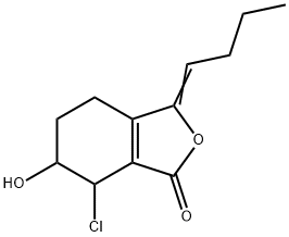 1(3H)-Isobenzofuranone, 3-butylidene-7-chloro-4,5,6,7-tetrahydro-6-hydroxy- 结构式