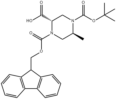 1,2,4-Piperazinetricarboxylic acid, 5-methyl-, 4-(1,1-dimethylethyl) 1-(9H-fluoren-9-ylmethyl) ester, (2S,5S)- 结构式