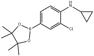 2-氯-N-环丙基-4-(4,4,5,5-四甲基-1,3,2-二氧杂硼烷-2-基)苯胺 结构式