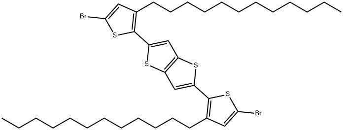 Thieno[3,2-b]thiophene, 2,5-bis(5-bromo-3-dodecyl-2-thienyl)- 结构式