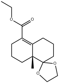 (R)-Spiro[1,3-dioxolane-2,1'(2'H)-naphthalene]-5'-carboxylic acid, 3',4',6',7',8',8'a-hexahydro-8'a-methyl-, ethyl ester (9CI) 结构式