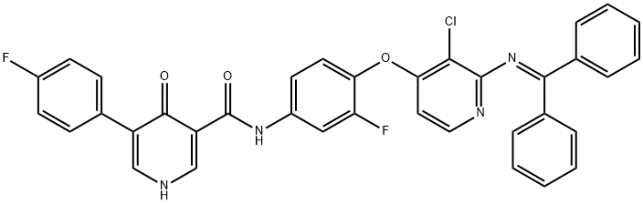 3-Pyridinecarboxamide, N-[4-[[3-chloro-2-[(diphenylmethylene)amino]-4-pyridinyl]oxy]-3-fluorophenyl]-5-(4-fluorophenyl)-1,4-dihydro-4-oxo- 结构式
