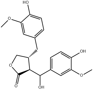 2(3H)-Furanone, dihydro-3-[hydroxy(4-hydroxy-3-methoxyphenyl)methyl]-4-[(4-hydroxy-3-methoxyphenyl)methyl]-, (3S,4R)- 结构式