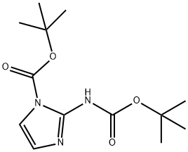 2-((叔丁氧基羰基)氨基)-1H-咪唑-1-甲酸叔丁酯 结构式