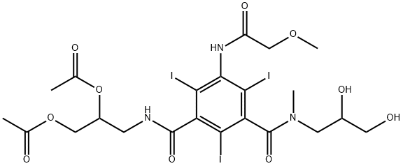 1,3-Benzenedicarboxamide, N3-[2,3-bis(acetyloxy)propyl]-N1-(2,3-dihydroxypropyl)-2,4,6-triiodo-5-[(2-methoxyacetyl)amino]-N1-methyl- 结构式