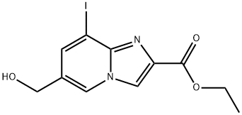 6-Hydroxymethyl-8-iodo-imidazo[1,2-a]pyridine-2-carboxylic acid ethyl este 结构式