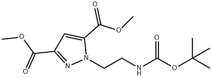 1H-Pyrazole-3,5-dicarboxylic acid, 1-[2-[[(1,1-dimethylethoxy)carbonyl]amino]ethyl]-, 3,5-dimethyl ester 结构式