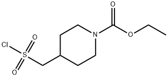 1-PIPERIDINECARBOXYLIC ACID, 4-[(CHLOROSULFONYL)METHYL]-, ETHYL ESTER 结构式