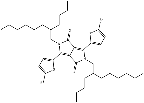 3,6-双(5-溴噻吩-2-基)-2,5-双(2-丁基辛基)吡咯并[3,4-C]吡咯-1,4(2H,5H)-二酮 结构式