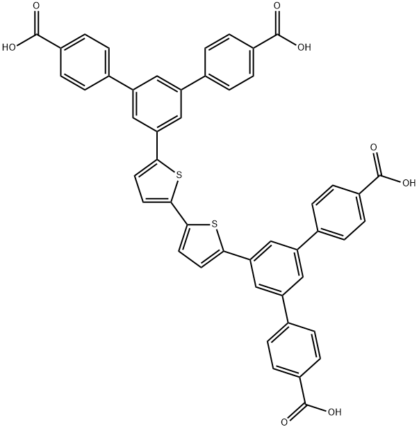 1,1':3',1''-Terphenyl]-4,4''-dicarboxylic acid, 5',5''''-[2,2'-bithiophene]-5,5'-diylbis- 结构式