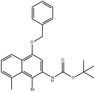 ·Carbamic acid, N-[1-bromo-8-methyl-4-(phenylmethoxy)-2-naphthalenyl]-, 1,1-dimethylethyl ester 结构式